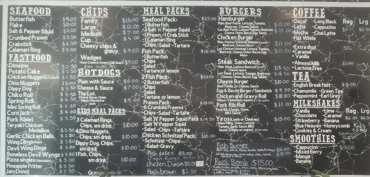 Menu, Rivoli Takeaway