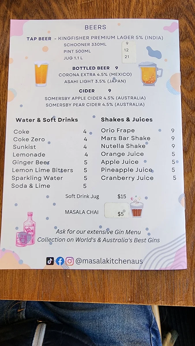 Menu, Masala Kitchen Edmondson Park