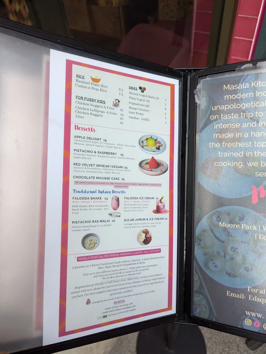 Menu, Masala Kitchen Edmondson Park