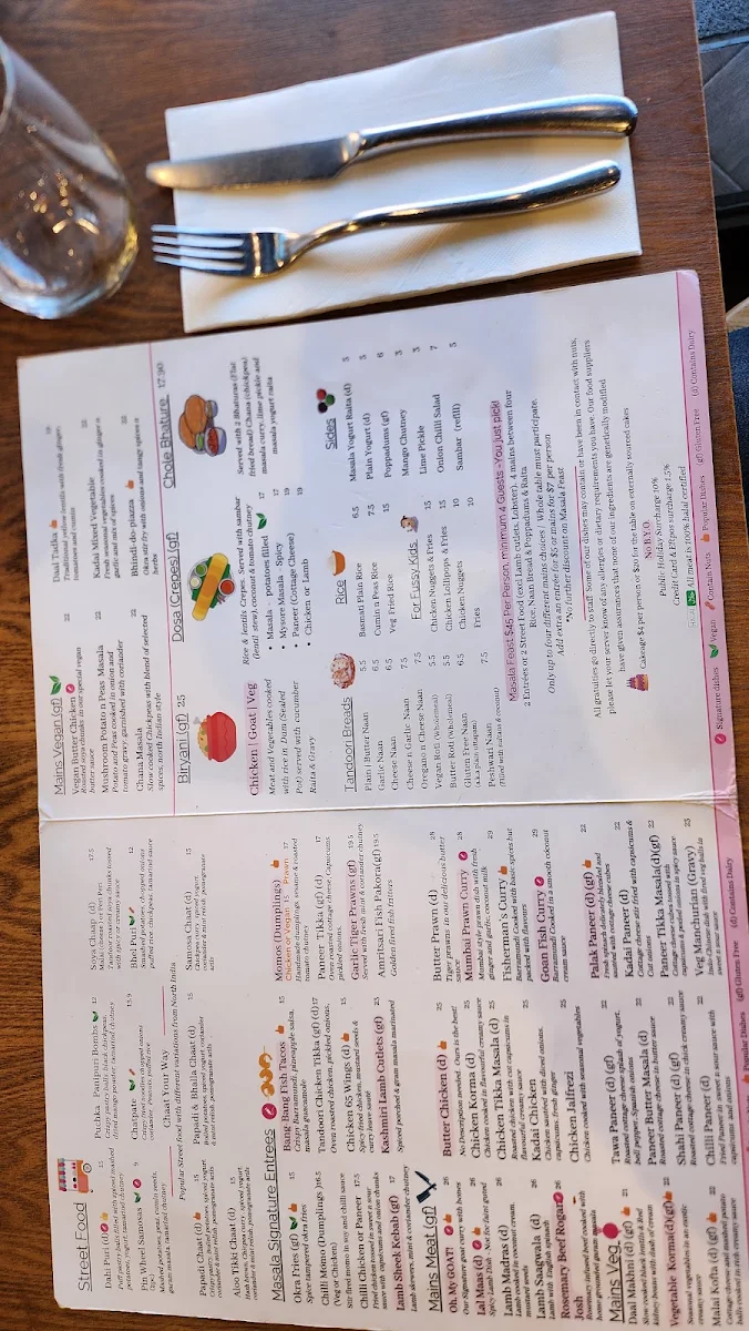 Menu, Masala Kitchen Edmondson Park