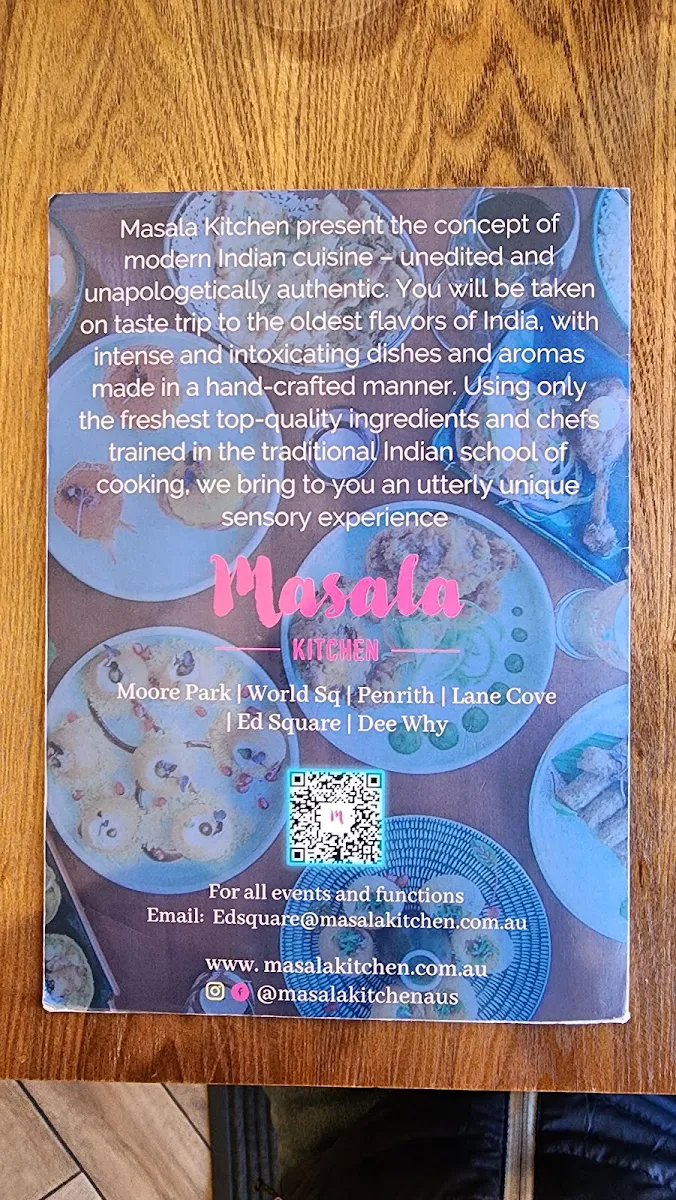 Menu, Masala Kitchen Edmondson Park