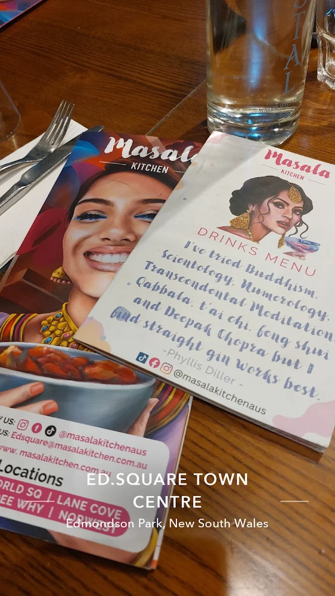 Menu, Masala Kitchen Edmondson Park