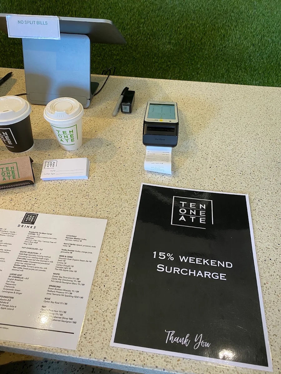 Menu, Ten One Ate cafe