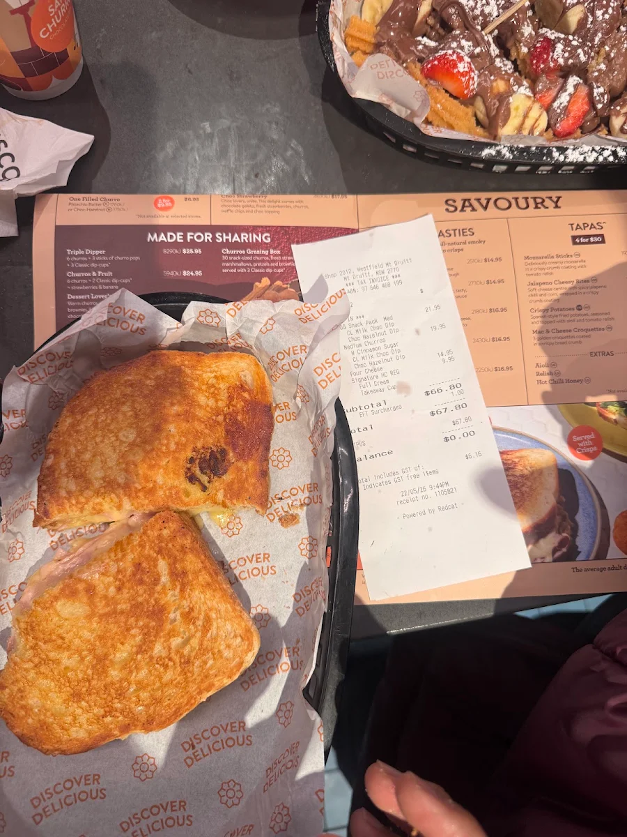 Menu, San Churro Mt Druitt