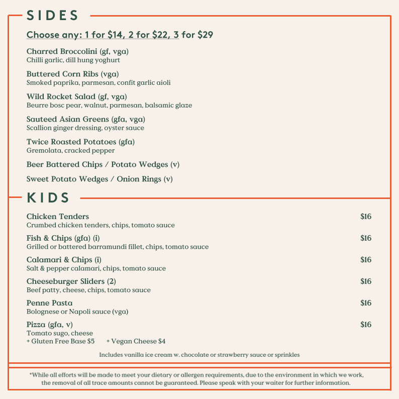 Menu, The Camden Hotel