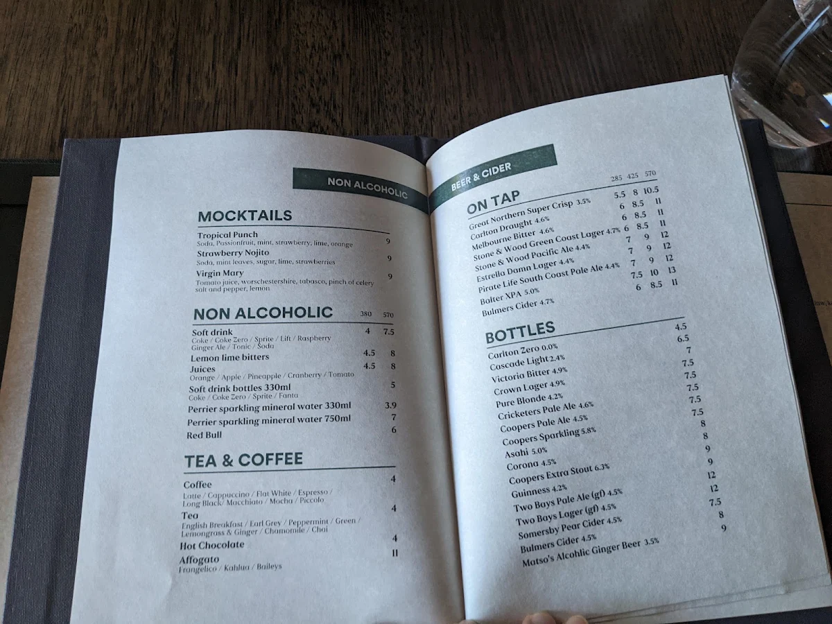 Menu, The Camden Hotel