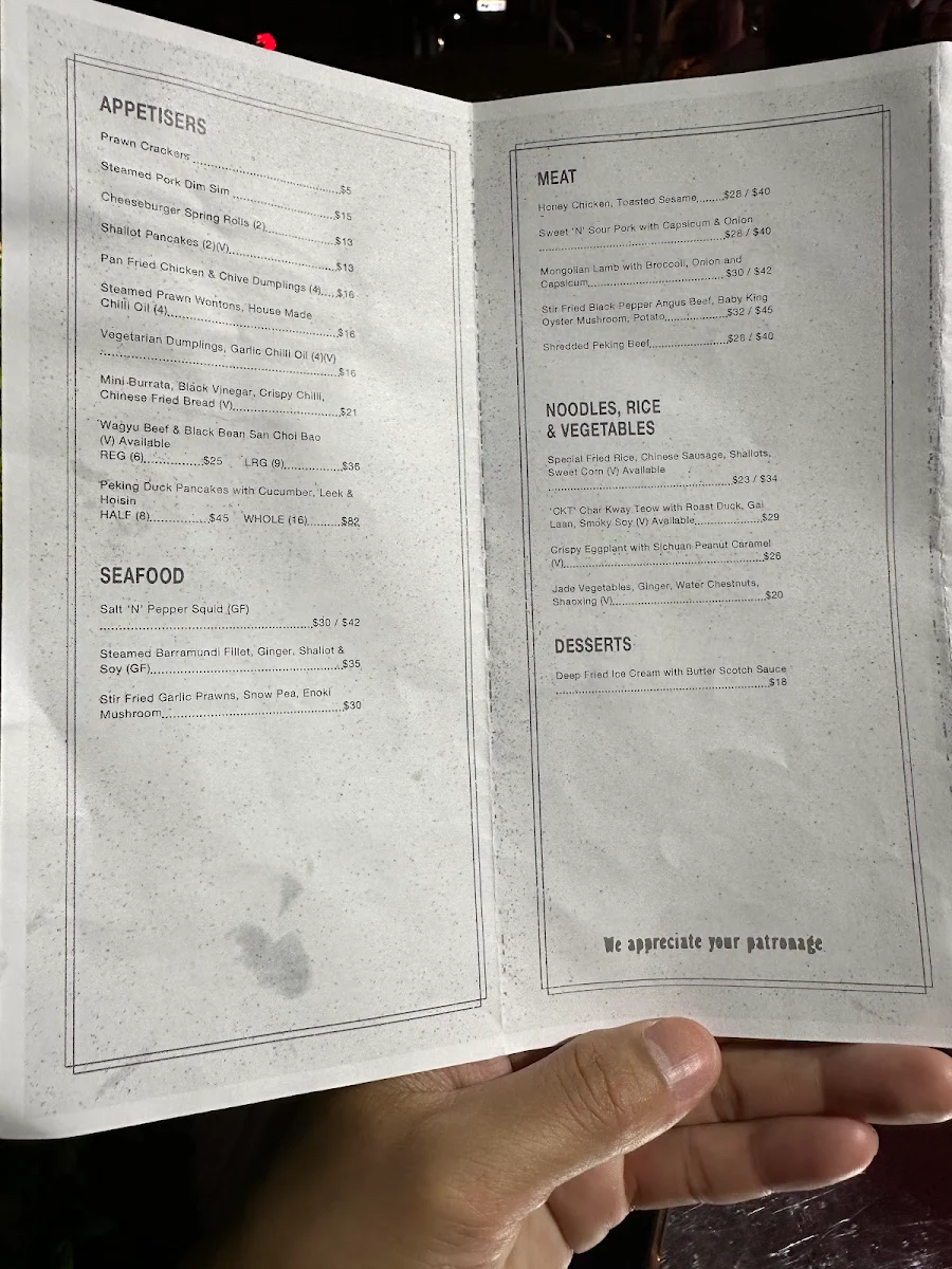 Menu, Sunnys Shop