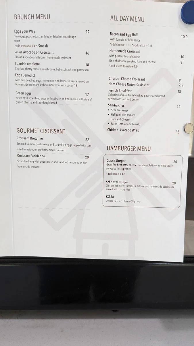 Menu, Moulin Café