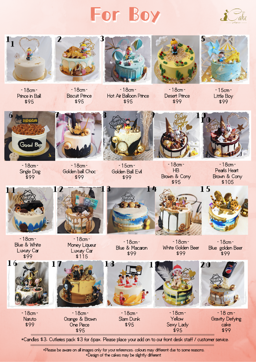 Menu, iCake