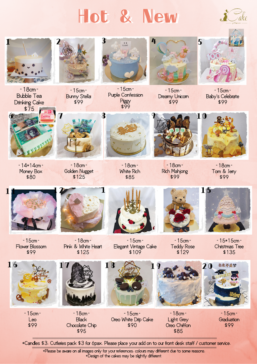 Menu, iCake