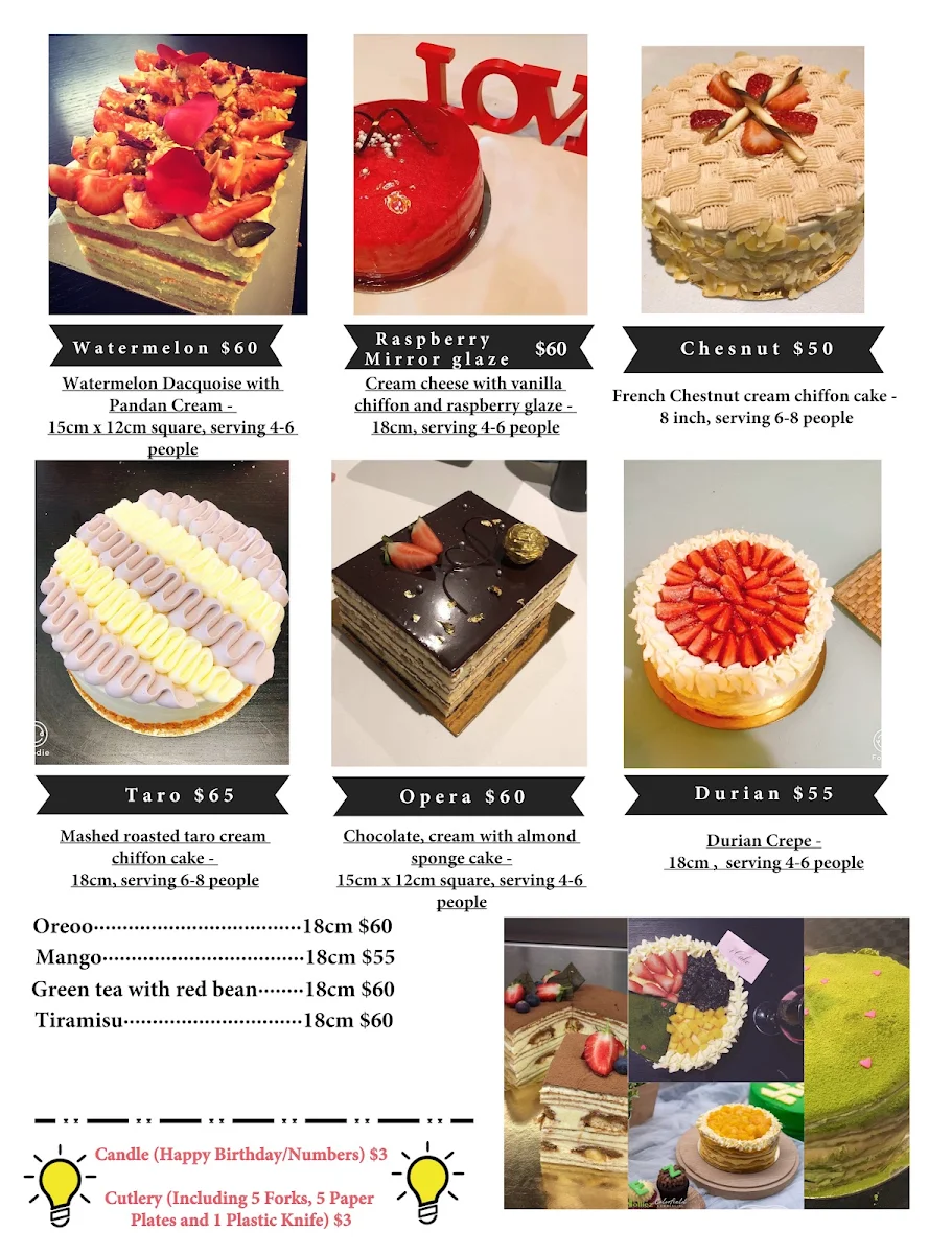 Menu, iCake