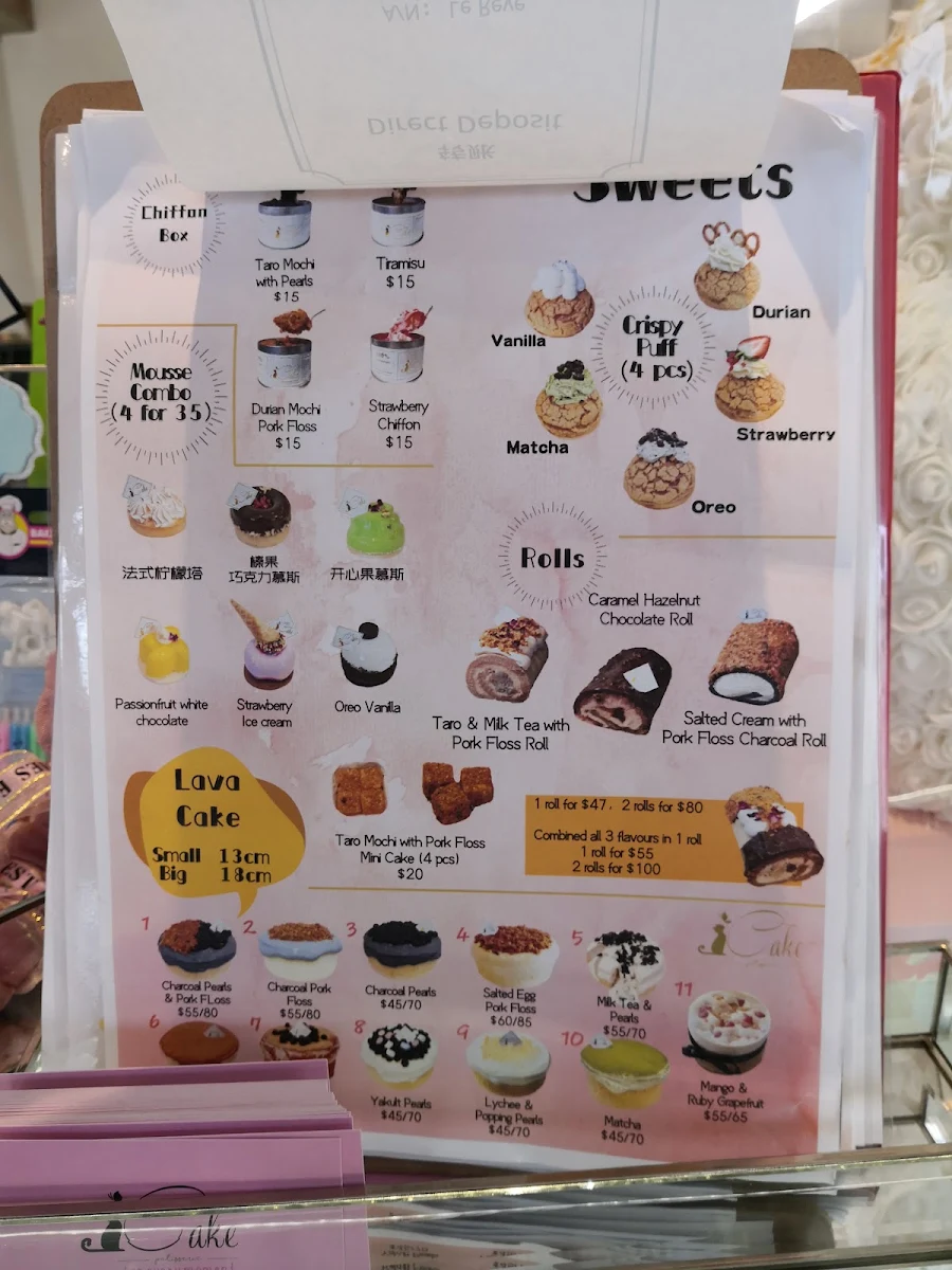 Menu, iCake