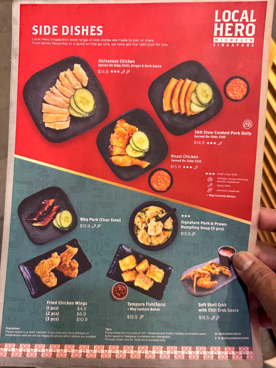 Menu, Local Hero Singapore Doncaster