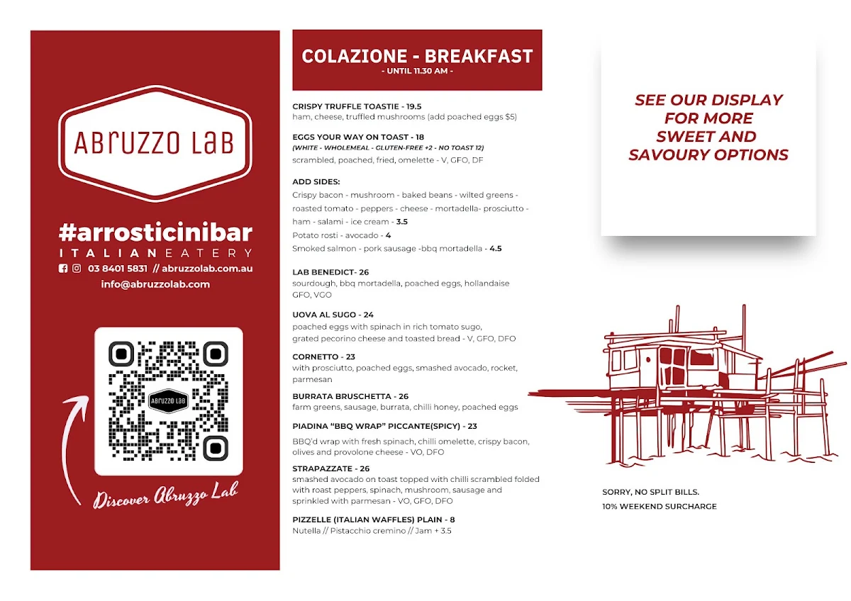 Menu, Abruzzo Lab - Arrosticini Bar