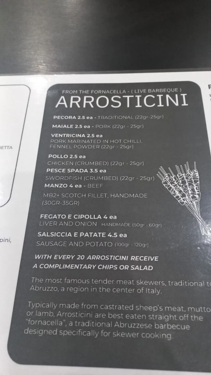 Menu, Abruzzo Lab - Arrosticini Bar