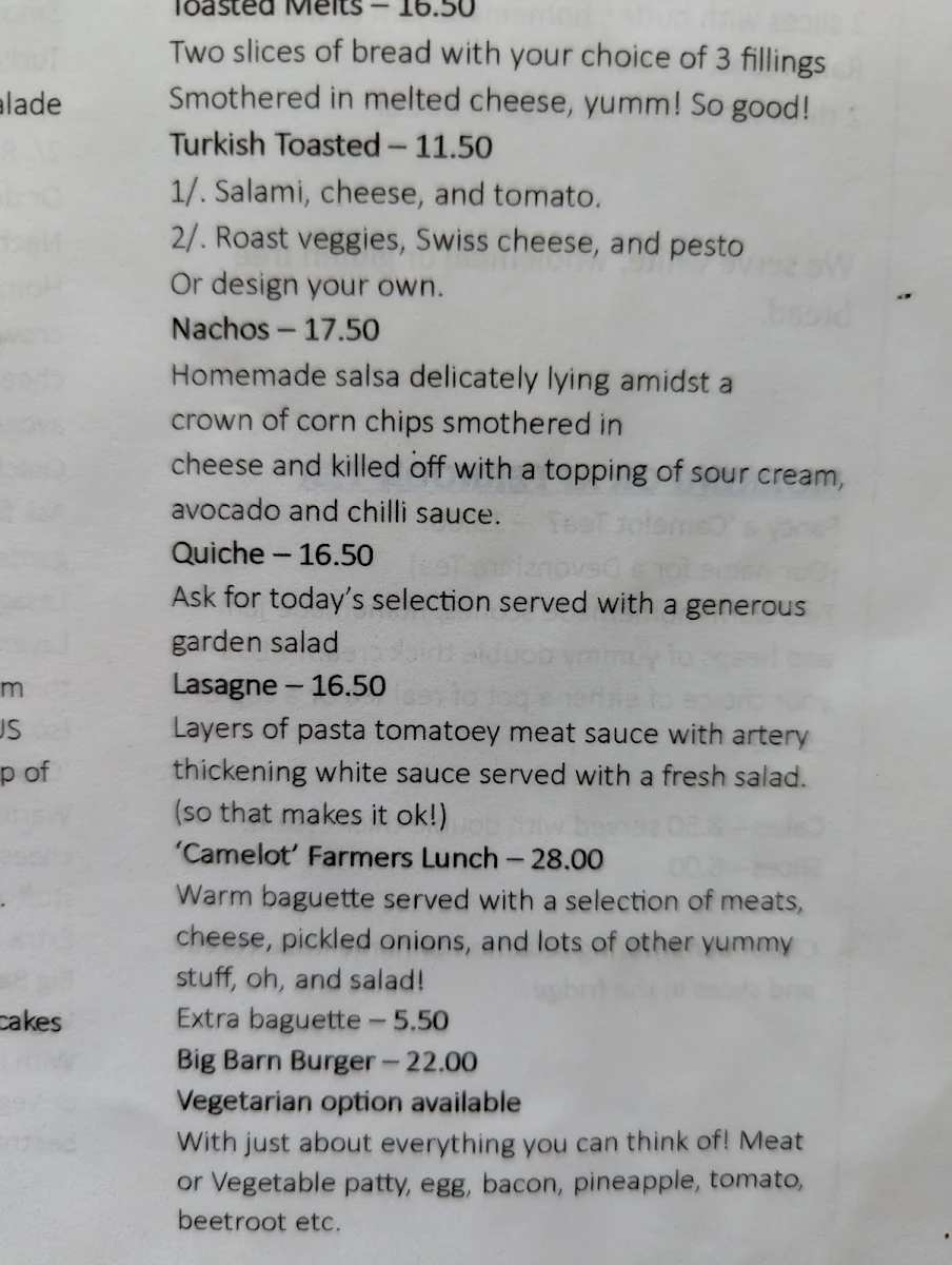 Menu, Blue Berry Barn Cafe and Post Office