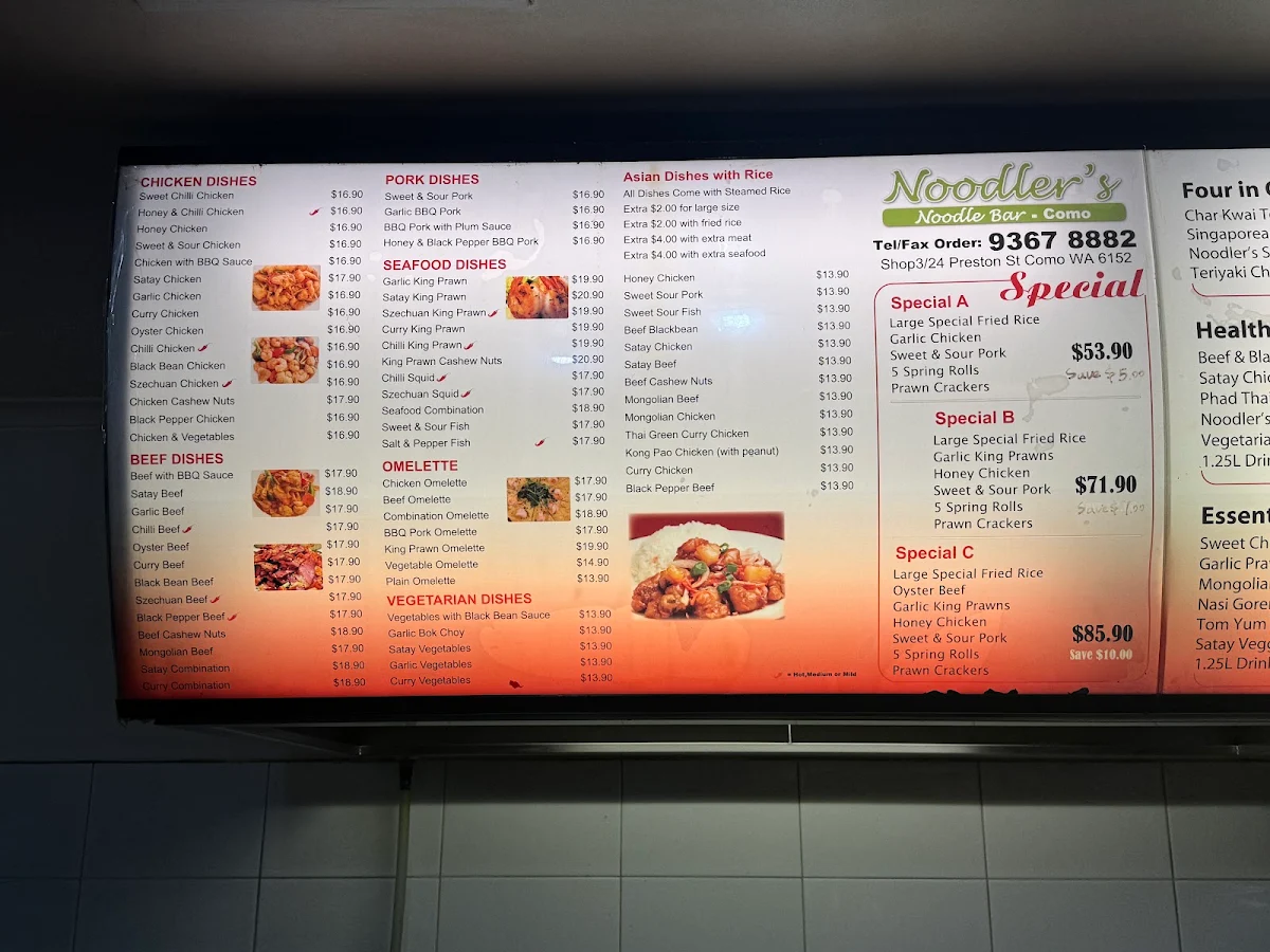 Menu, Noodler Noodles