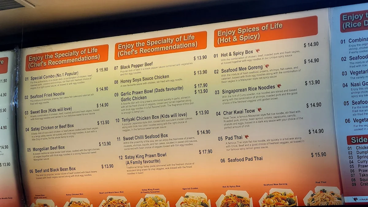Menu, Noodler Noodles