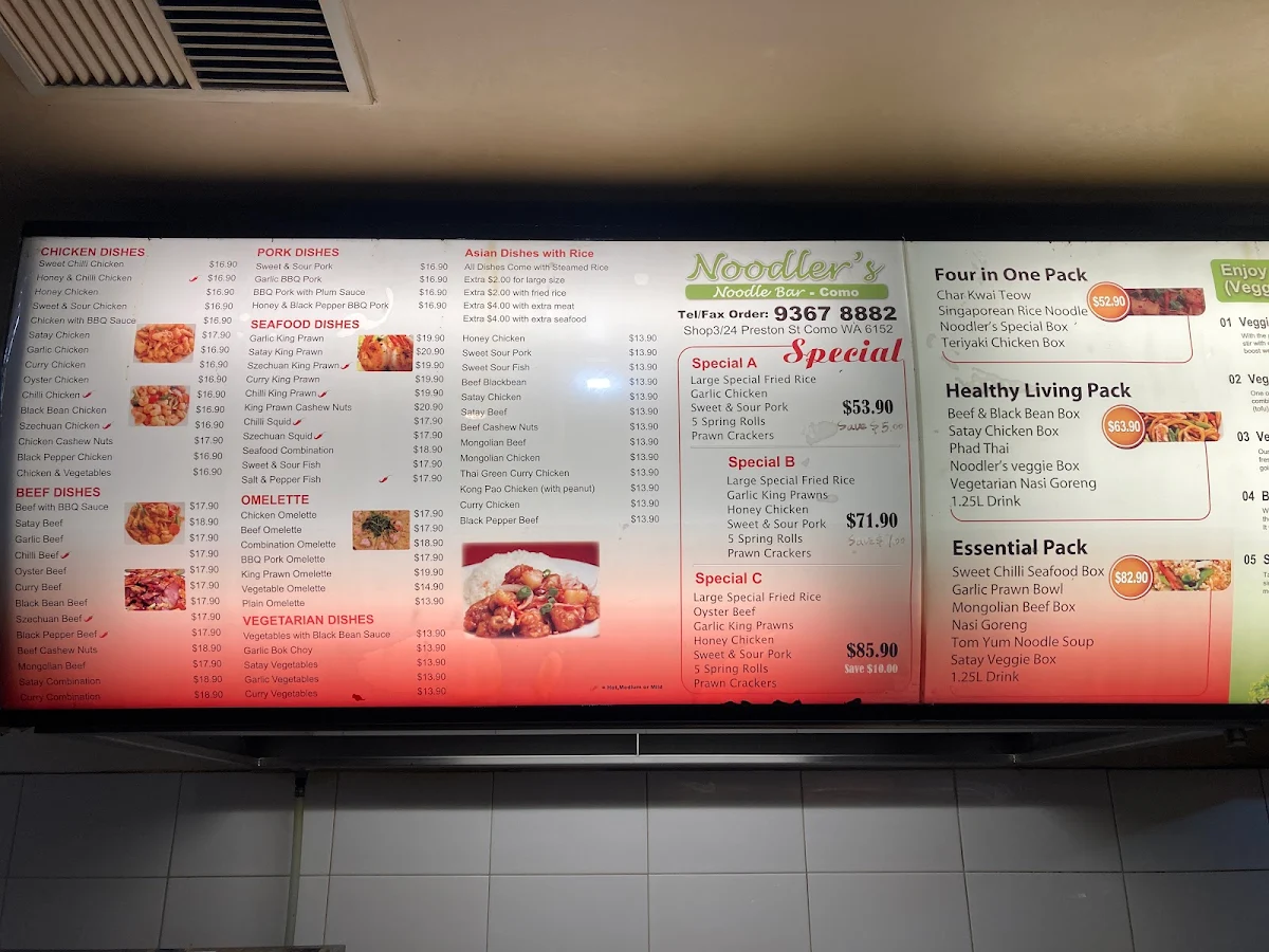 Menu, Noodler Noodles