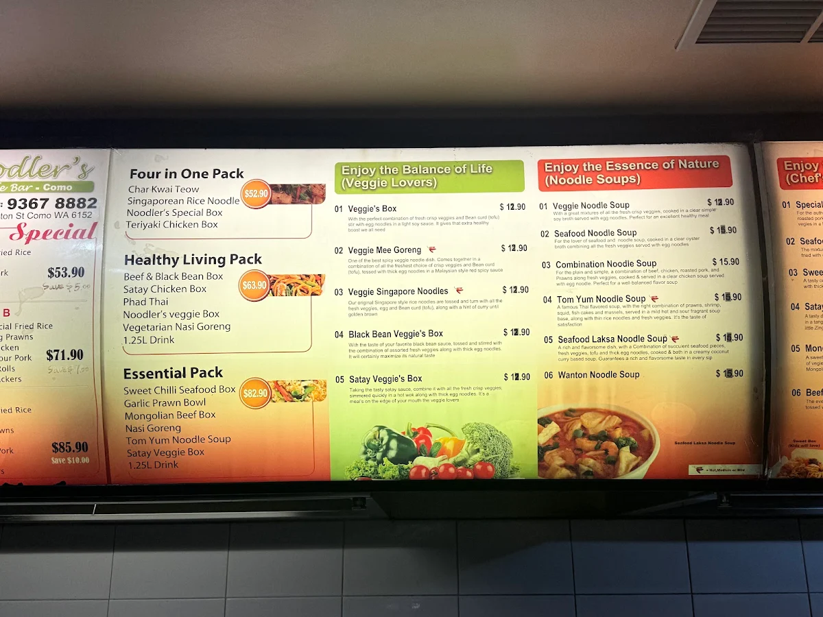 Menu, Noodler Noodles