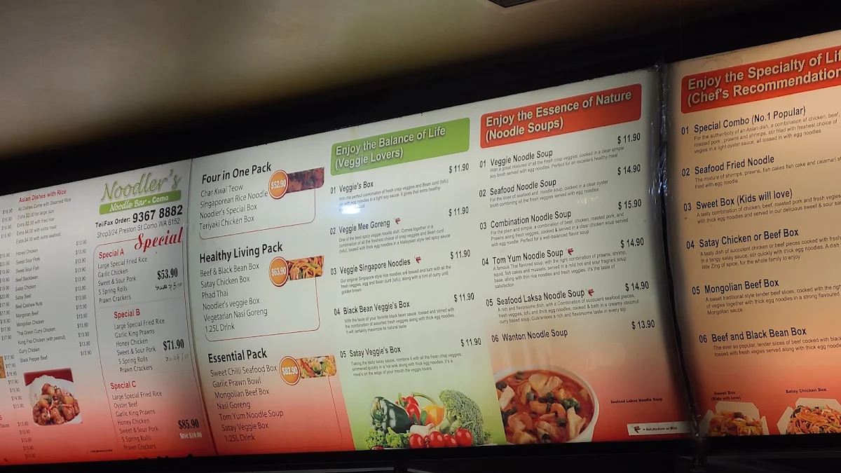 Menu, Noodler Noodles