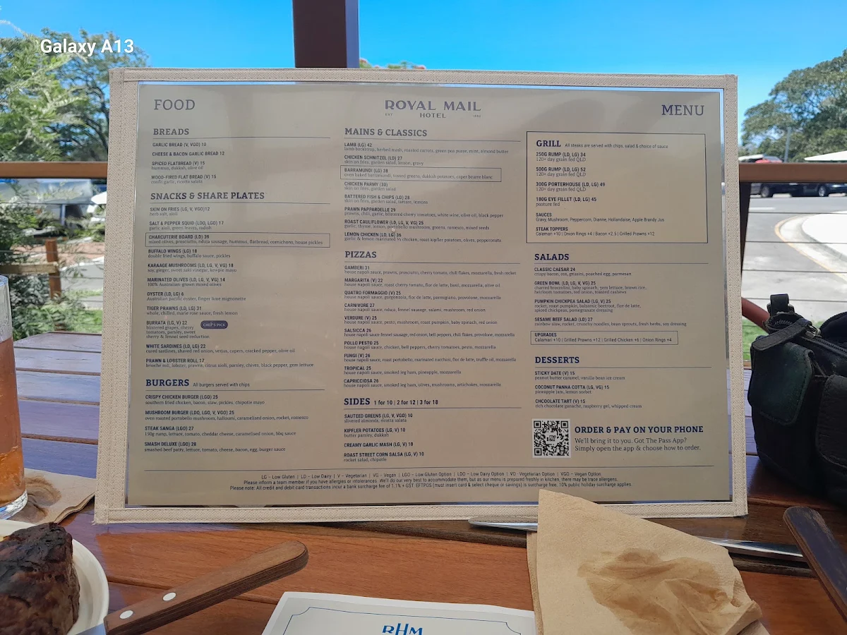 Menu, The Royal Mail Hotel