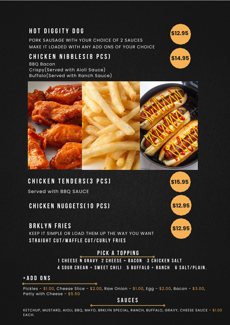 Menu, BRKLYN