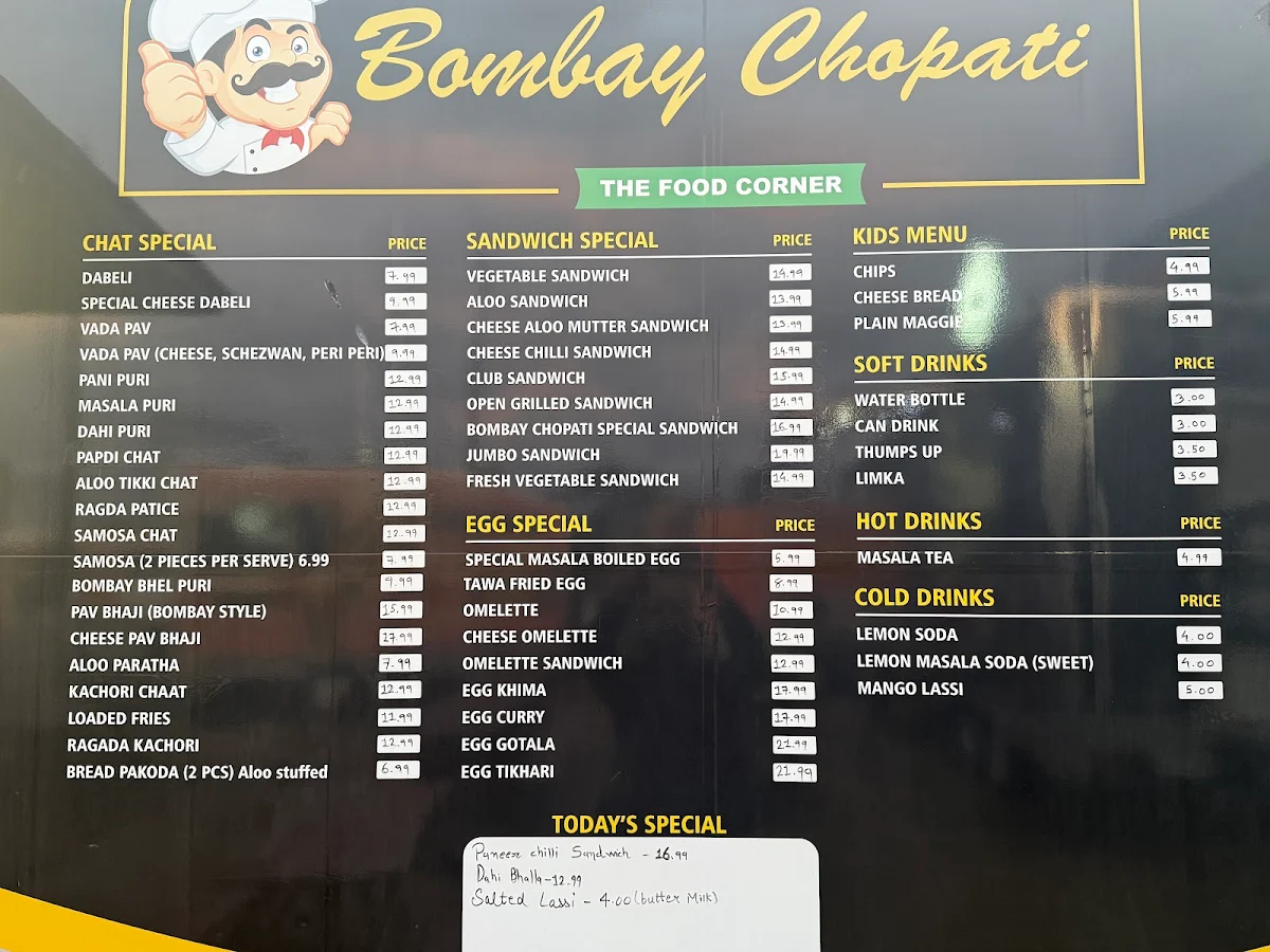 Menu, Bombay Chopati