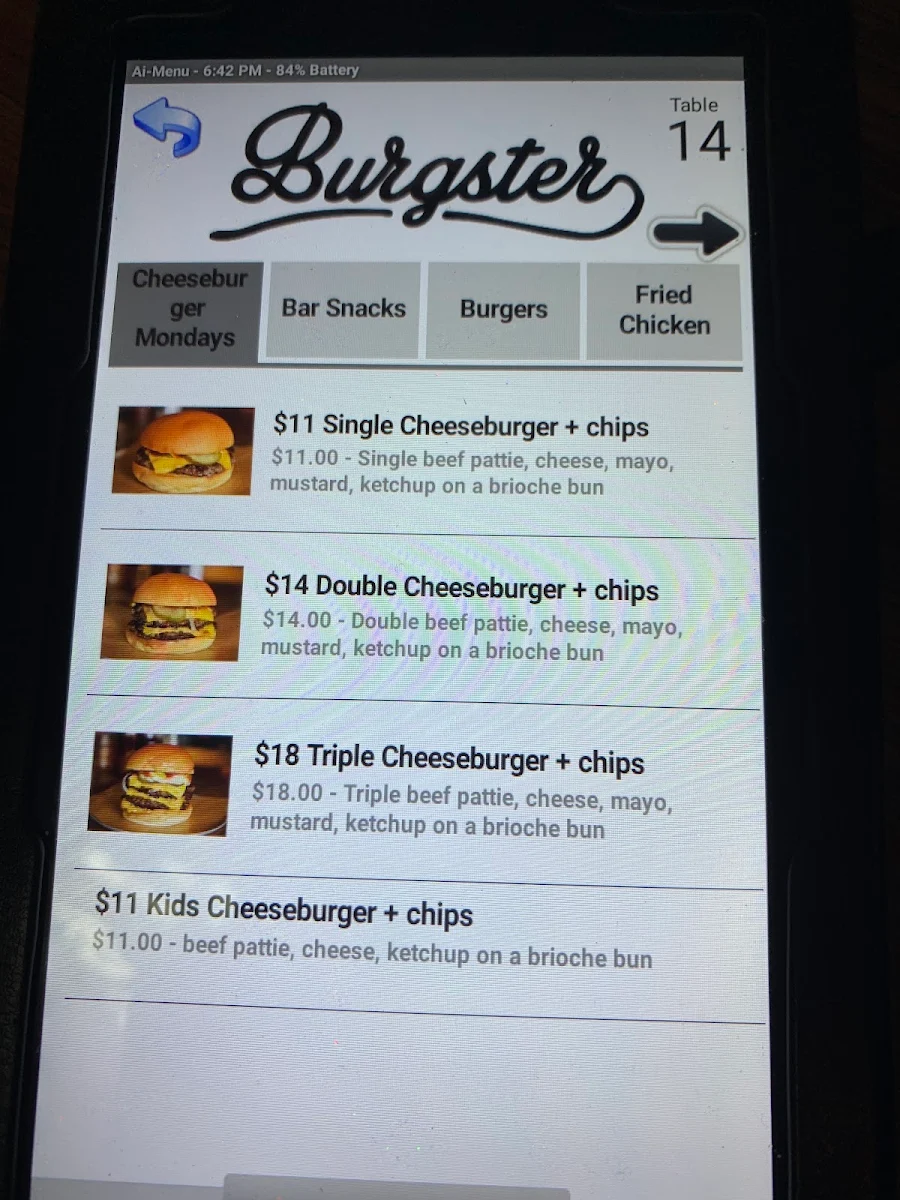 Menu, Burgster