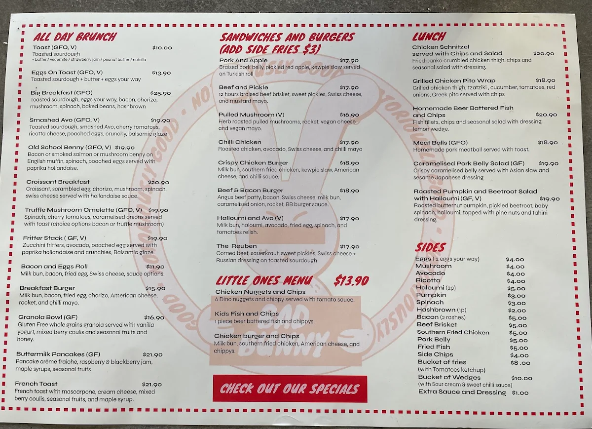 Menu, BAD BUNNY EATERY