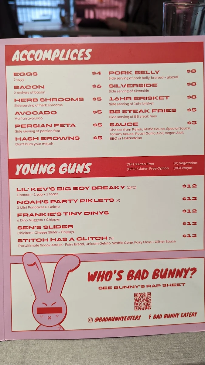 Menu, BAD BUNNY EATERY
