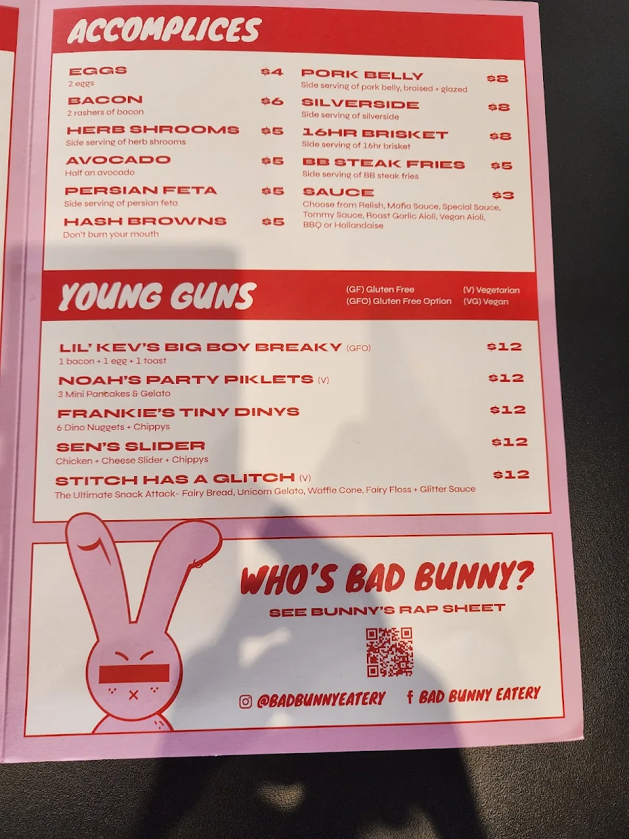 Menu, BAD BUNNY EATERY