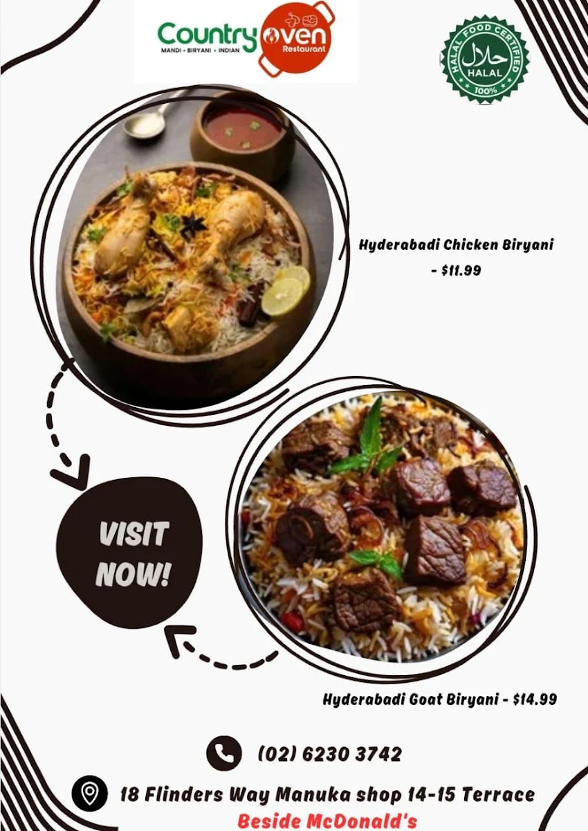 Menu, Country oven Indian restaurant