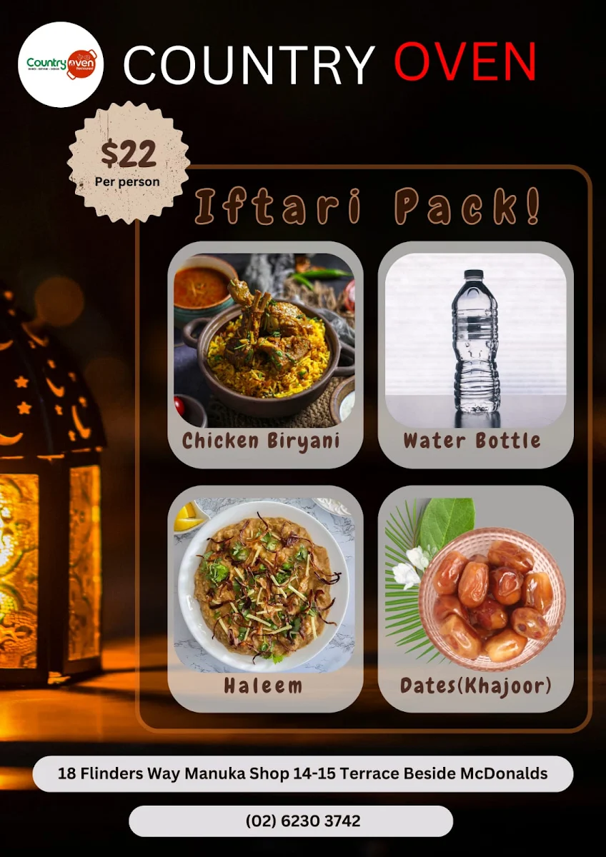 Menu, Country oven Indian restaurant
