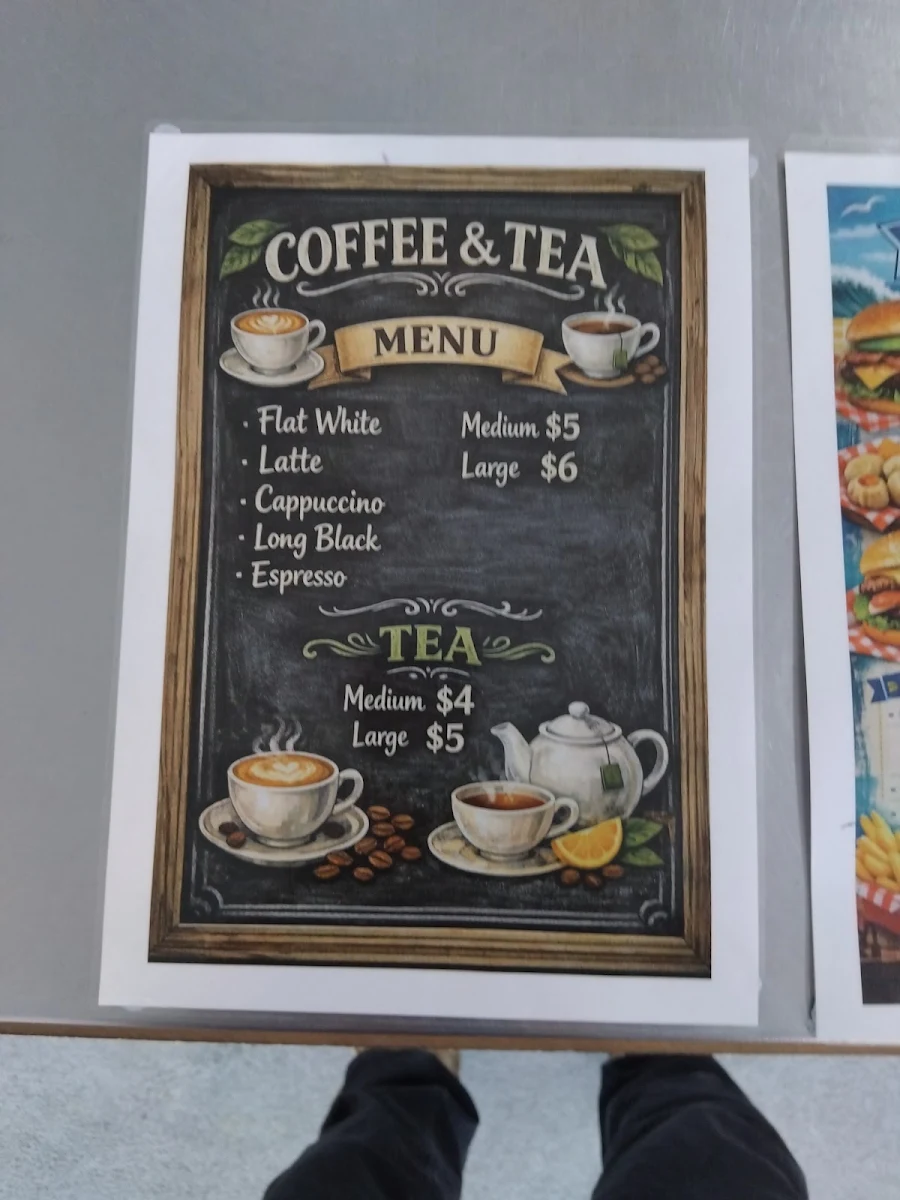 Menu, West coast fish and chips and coffee shop