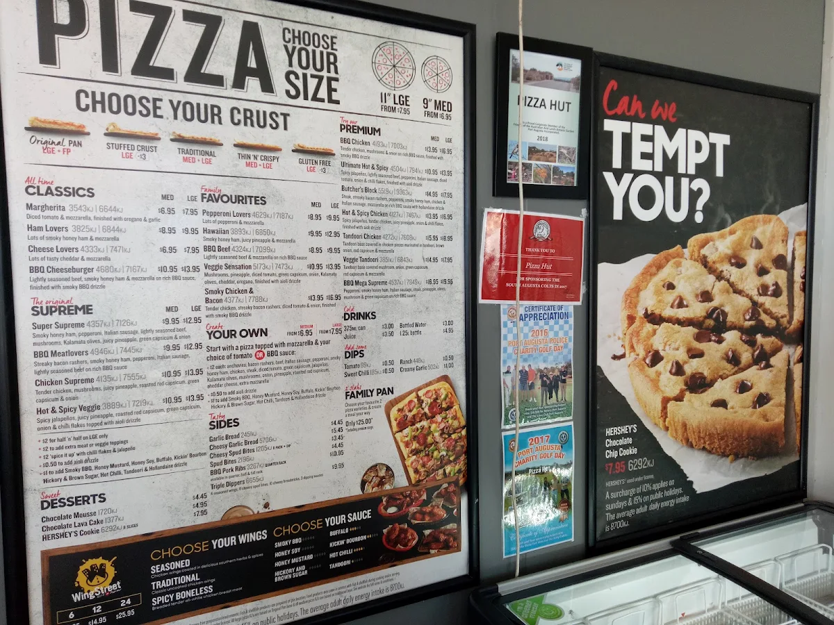 Menu, Pizza Hut Port Augusta