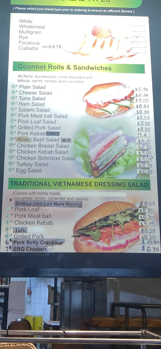Menu, N.Lee Bakery