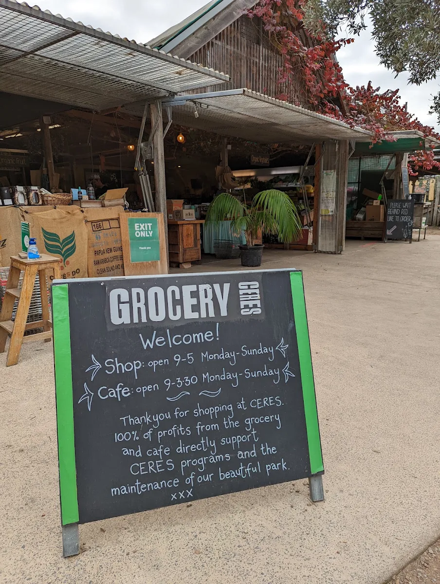 Menu, CERES Organic Cafe