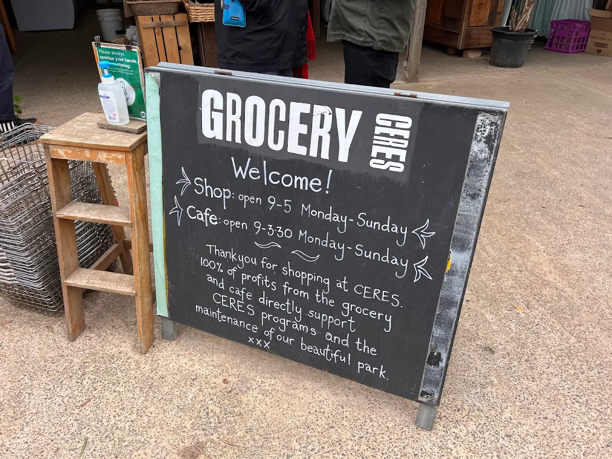 Menu, CERES Organic Cafe