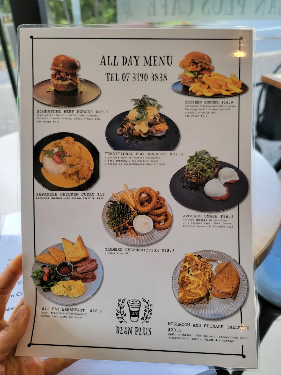 Menu, Bean Plus Cafe
