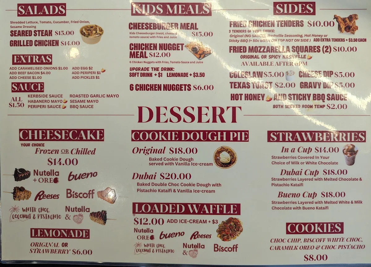 Menu, Kerbside Eatery