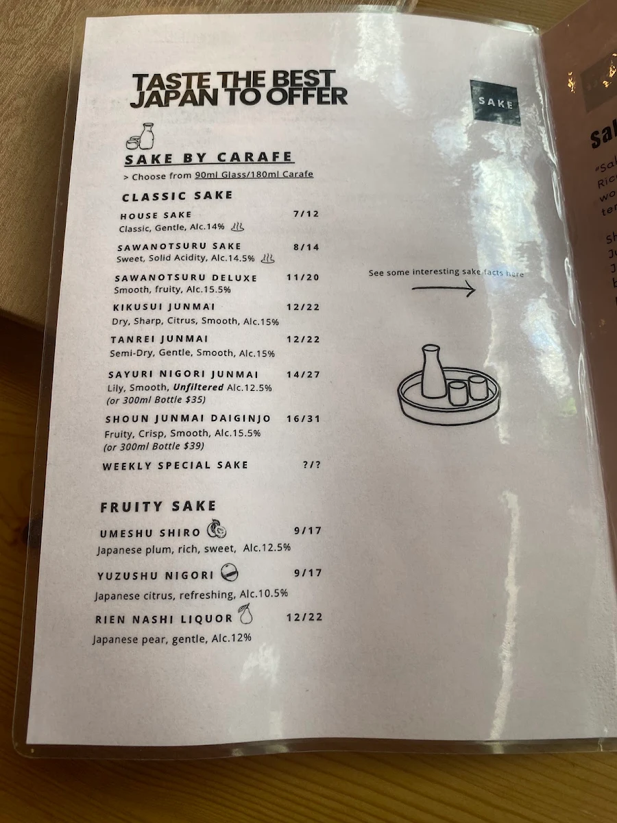 Menu, Three Japanese