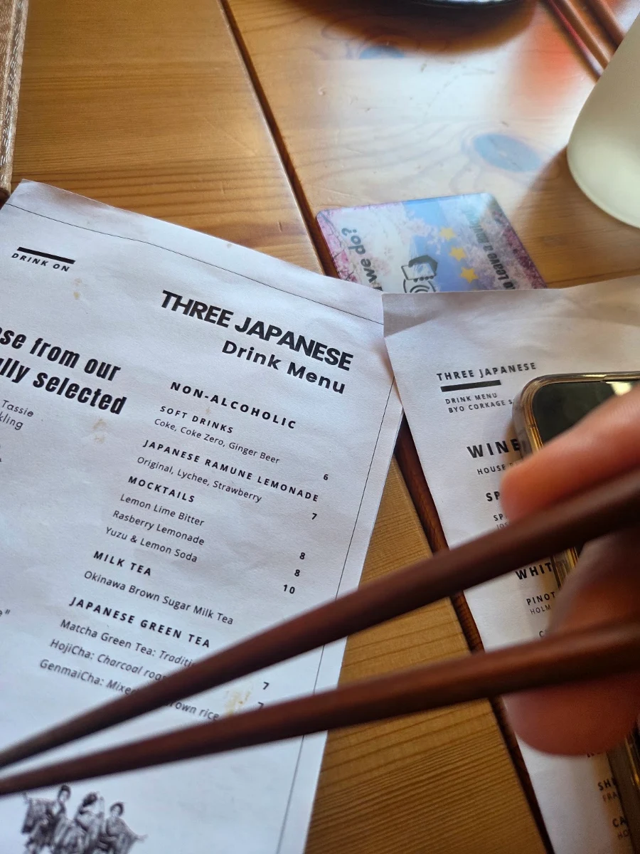 Menu, Three Japanese