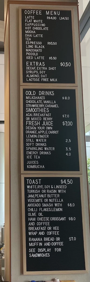 Menu, Four Cups Cafe