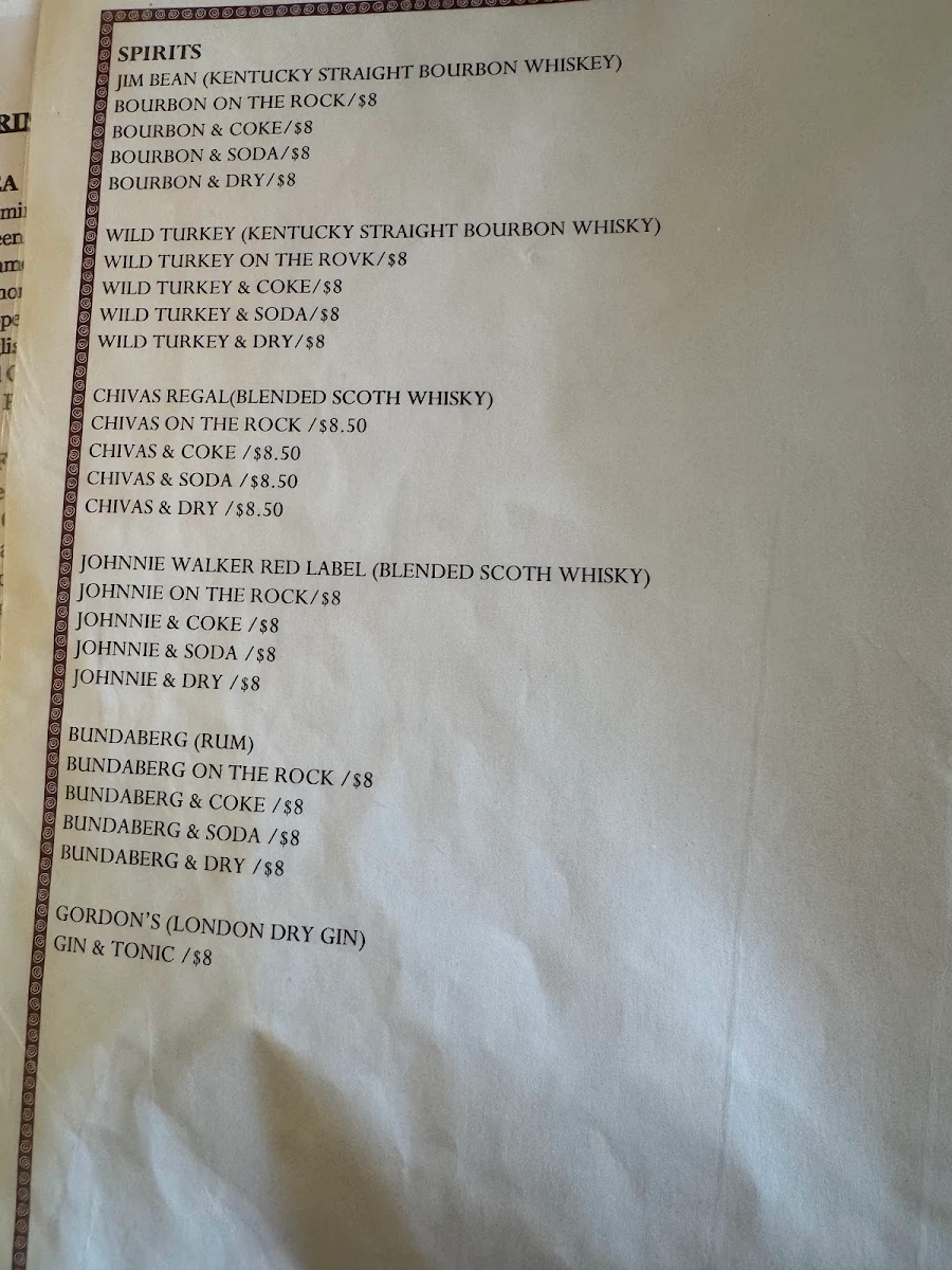 Menu, Rosebud Thai Restaurant