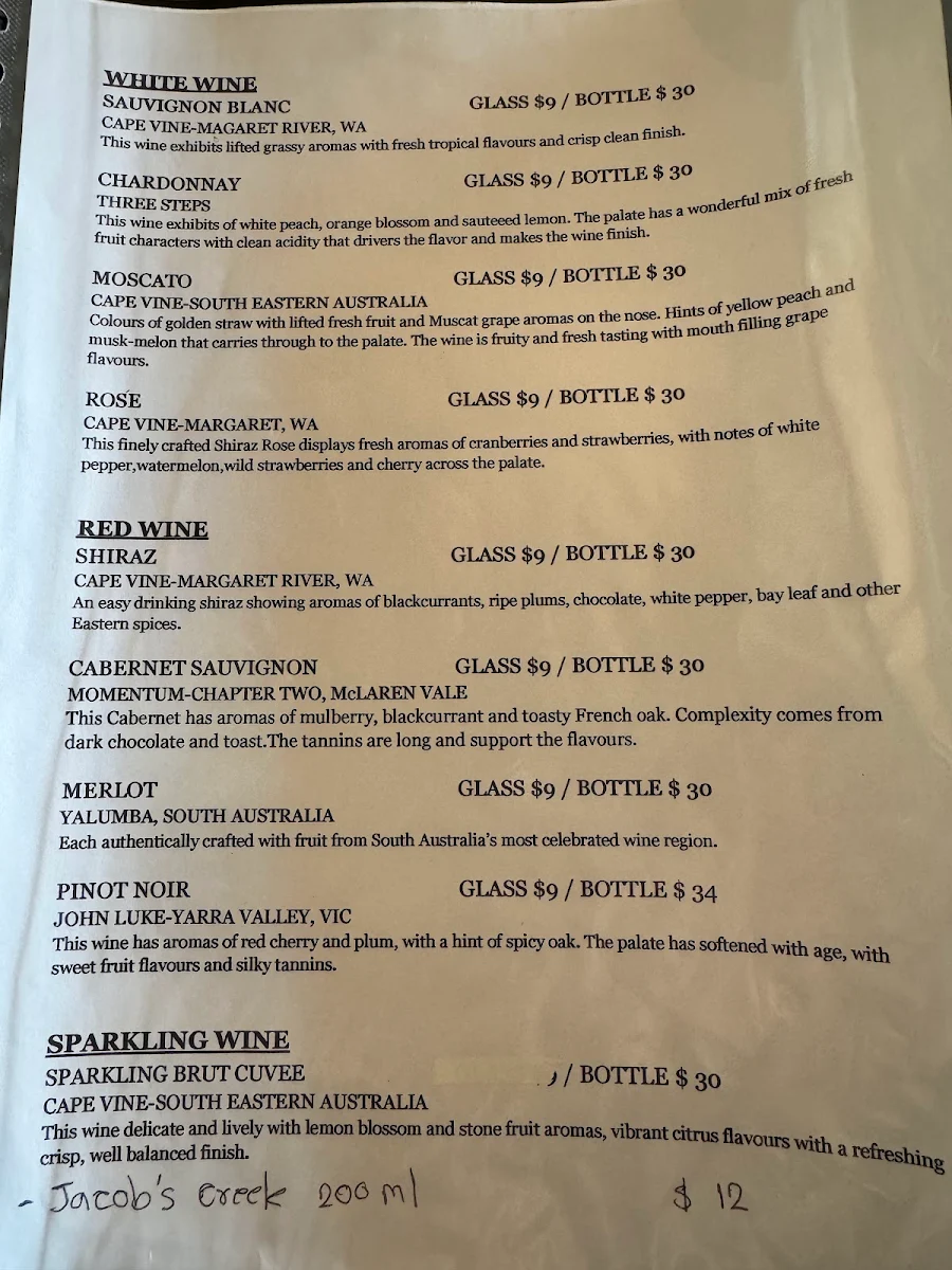 Menu, Rosebud Thai Restaurant