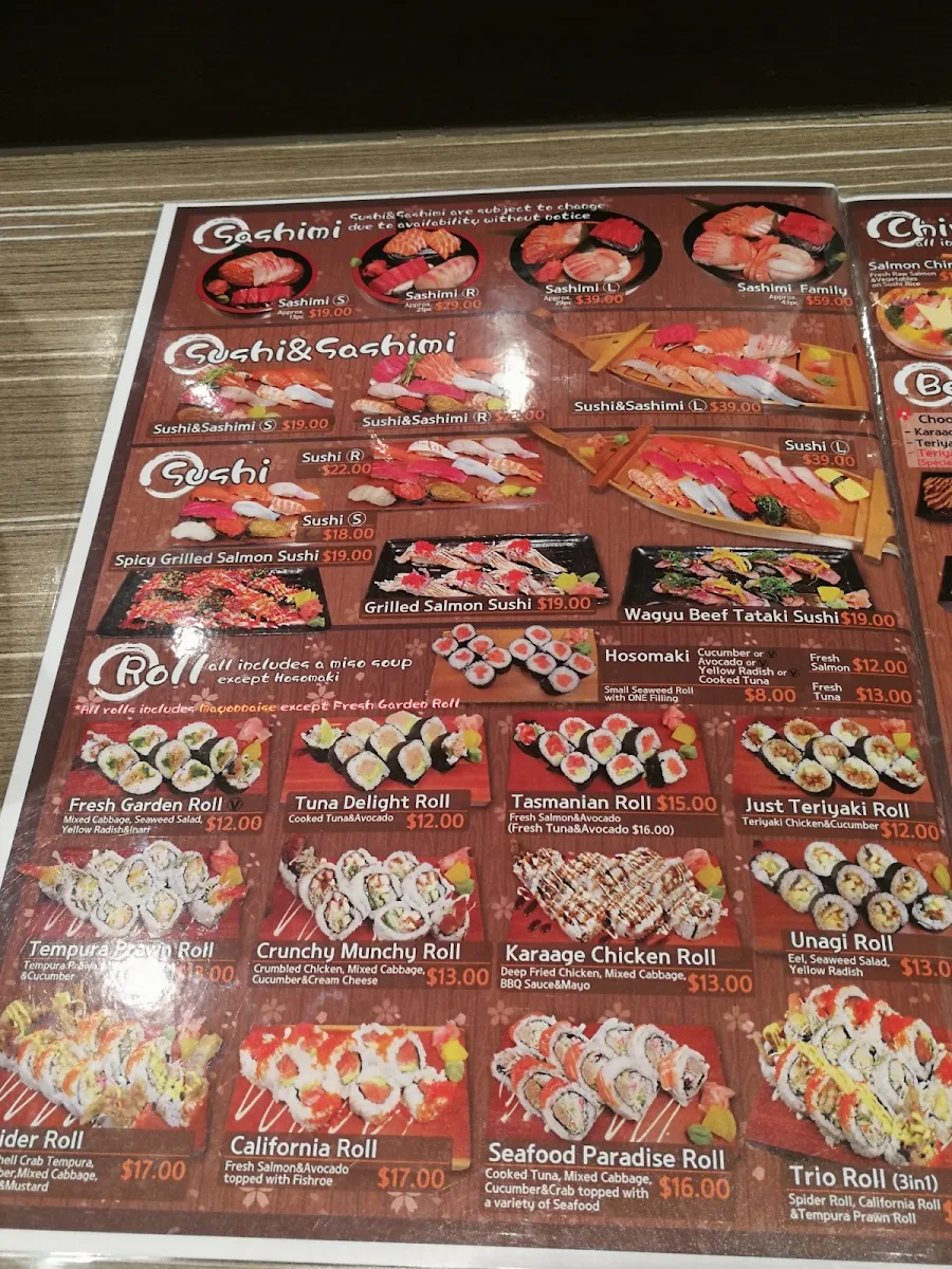 Menu, Maruya Japanese Restaurant