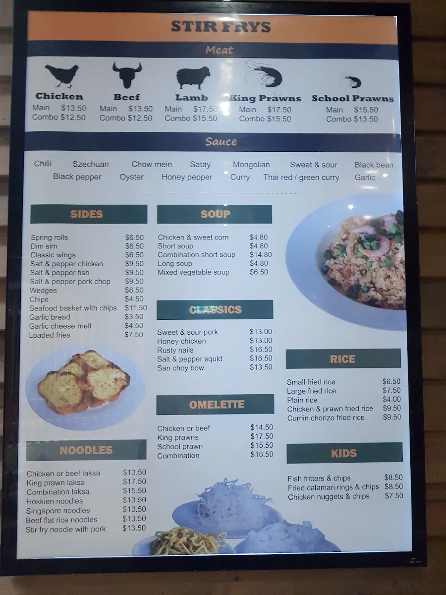 Menu, Uncle Buck's Hotel
