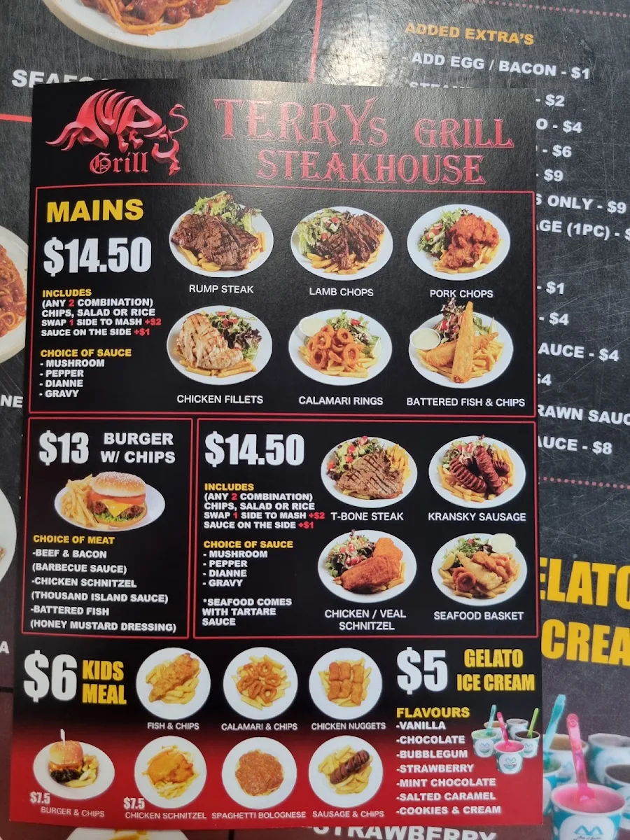 Menu, Uncle Buck's Hotel