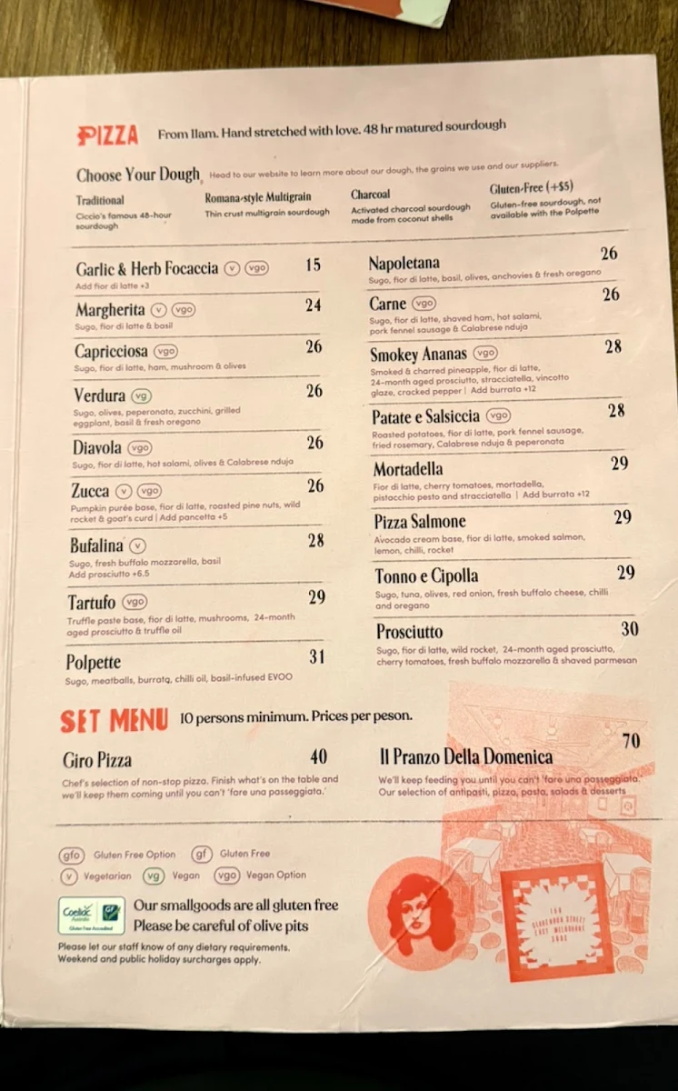Menu, Roccella Italian Restaurant Bundoora